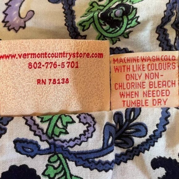 Vermont Country Store 100% Cotton Blue Green White Floral Patio Dress Size M - Picture 7 of 7